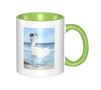 QGWDYYJQ Girl On A Windy Beach Printed Mug Ceramic Mug Decorate The Beverage Cup