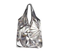 QGWDYYJQ Glitter Abstract Diamond Crystal Pattern printed Portable shopping bag Reusable Shoulder Bag