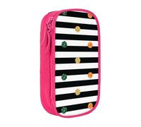 QGWDYYJQ Glitter Rainbow Polka Dot Stripe Black and White Printed Large Capacity Double Layer Pencil Case Stationery Case Portable Organiser