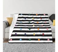 QGWDYYJQ Glitter Rainbow Polka Dot Stripe Black and White printed Ultra-Soft Micro Fleece Blanket throw blanket