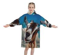 QGWDYYJQ Goat printed Kids Blanket Hoodie Microfibre Wearable Blanket