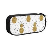 QGWDYYJQ Gold Glitter Pineapples Fruit Printed pencase Stationery Case Portable Organiser
