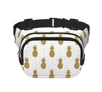 QGWDYYJQ Gold Glitter Pineapples Fruit Printed Square Double Layer Waist Bag Waist Pack Travel Bag