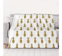 QGWDYYJQ Gold Glitter Pineapples Fruit printed Warm Flannel Blanket throw blanket