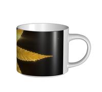 QGWDYYJQ Golden Cannabis Printed Large-Capacity Ceramic Mug Hot Chocolate Mug