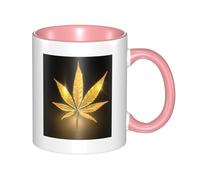 QGWDYYJQ Golden Cannabis Printed Mug Ceramic Mug Decorate The Beverage Cup