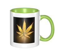 QGWDYYJQ Golden Cannabis Printed Mug Ceramic Mug Decorate The Beverage Cup