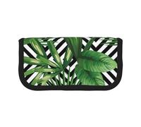 QGWDYYJQ Green Leaves of Palm Tree Tropical Plant Printed Canvas Pen Case Stationery Case Portable Organiser
