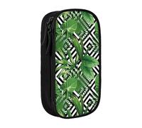 QGWDYYJQ Green Leaves of Palm Tree Tropical Plant Printed Large Capacity Double Layer Pencil Case Stationery Case Portable Organiser