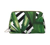 QGWDYYJQ Green Leaves of Palm Tree Tropical Plant Printed Leather Makeup Bag Portable Cosmetic Bag Toiletry Bag Clutch Bag