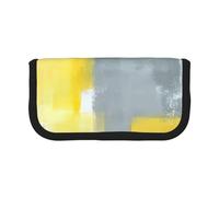 QGWDYYJQ Grey and Yellow Abstract Art Painting Printed Canvas Pen Case Stationery Case Portable Organiser