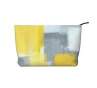 QGWDYYJQ Grey and Yellow Abstract Art Painting Printed Corduroy Makeup Bag Travel Toiletry Bag Portable Cosmetic Bag