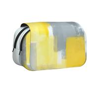 QGWDYYJQ Grey and Yellow Abstract Art Painting Printed Double Clamshell Pen Case Stationery Case Portable Organiser