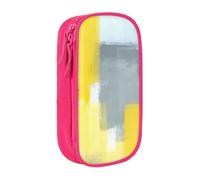 QGWDYYJQ Grey and Yellow Abstract Art Painting Printed Large Capacity Double Layer Pencil Case Stationery Case Portable Organiser