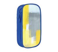 QGWDYYJQ Grey and Yellow Abstract Art Painting Printed Large Capacity Double Layer Pencil Case Stationery Case Portable Organiser