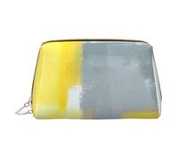 QGWDYYJQ Grey and Yellow Abstract Art Painting Printed Leather Makeup Bag Portable Cosmetic Bag Toiletry Bag Clutch Bag