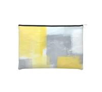QGWDYYJQ Grey and Yellow Abstract Art Painting Printed Paper Reusable Cosmetic Bag Makeup Bag Storage Bag
