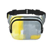 QGWDYYJQ Grey and Yellow Abstract Art Painting Printed Square Double Layer Waist Bag Waist Pack Travel Bag