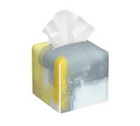 QGWDYYJQ Grey And Yellow Abstract Art Painting printed Tissue Box Cover Leather Tissue Holder Decorative Tissue Organizer