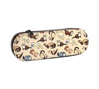 QGWDYYJQ Hairy Ferret Printed Leather Pencil Case Stationery Organizer Portable Pencil Bag
