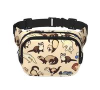 QGWDYYJQ Hairy Ferret Printed Square Double Layer Waist Bag Waist Pack Travel Bag