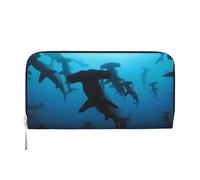 QGWDYYJQ Hammerhead Sharks Printed Genuine Leather Hand Wallet Portable Zip Wallet