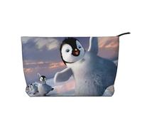 QGWDYYJQ Happy Penguin Printed Corduroy Makeup Bag Travel Toiletry Bag Portable Cosmetic Bag