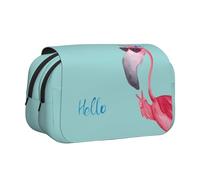 QGWDYYJQ Hello Glasses Flamingo Printed Double Clamshell Pen Case Stationery Case Portable Organiser