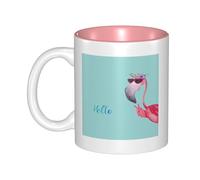 QGWDYYJQ Hello Glasses Flamingo Printed Mug Ceramic Mug Decorate the Beverage Cup