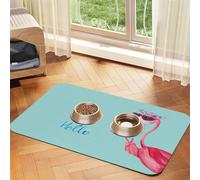 Qgwdyyjq Hello Glasses Flamingo Printed Pet Absorbent Leather Tablecloth Non-Slip Placemat
