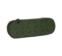QGWDYYJQ Hunter Green Floral Petals Pattern Printed Leather Pencil Case Stationery Organizer Portable Pencil Bag