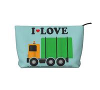 QGWDYYJQ I Love Garbage Trucks Printed Corduroy Makeup Bag Travel Toiletry Bag Portable Cosmetic Bag
