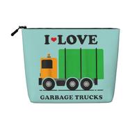 QGWDYYJQ I Love Garbage Trucks Printed Fake Hemp Makeup Bag Daily Storage Bag Travel Toiletry Bag