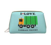 QGWDYYJQ I Love Garbage Trucks Printed Leather Makeup Bag Portable Cosmetic Bag Toiletry Bag Clutch Bag