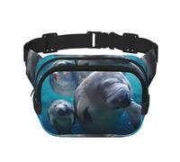 QGWDYYJQ Indian Manatees Printed Square Double Layer Waist Bag Waist Pack Travel Bag