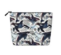 QGWDYYJQ Killer Whale Printed Fake Hemp Makeup Bag Daily Storage Bag Travel Toiletry Bag