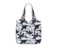 QGWDYYJQ Killer Whale printed Storage bag with a drawstring backpack Portable shopping bag
