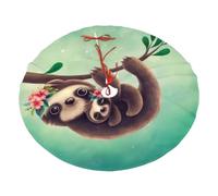 QGWDYYJQ Lazy Cute Sloth Hanging the Branches printed Christmas Tree Skirt Christmas Decorative Plush Apron