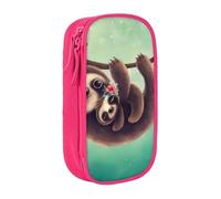 QGWDYYJQ Lazy Cute Sloth Hanging The Branches Printed Large Capacity Double Layer Pencil Case Stationery Case Portable Organiser