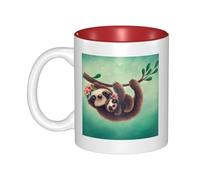 QGWDYYJQ Lazy Cute Sloth Hanging the Branches Printed Mug Ceramic Mug Decorate the Beverage Cup