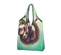QGWDYYJQ Lazy Cute Sloth Hanging the Branches printed Portable shopping bag Reusable Shoulder Bag