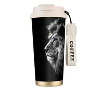 QGWDYYJQ Lion Printed Stainless Steel Coffee Cup Carry Insulated Coffee Mug