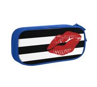 QGWDYYJQ Lips Printed in Black and White Stripes Printed pencase Stationery Case Portable Organiser