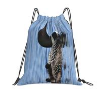 QGWDYYJQ Loon Birds printed Large-sized casual drawstring backpack Drawstring Bag Gym Bag