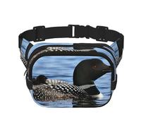 QGWDYYJQ Loon Birds Printed Square Double Layer Waist Bag Waist Pack Travel Bag