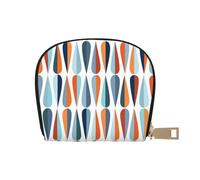 QGWDYYJQ Mid Century Modern Retro with Drop Shapes Printed Leather Shell Card Bag Mini Coin Purse