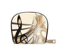 QGWDYYJQ Music Note Printed Leather Shell Card Bag Mini Coin Purse