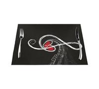 Qgwdyyjq Music Symbols Love Printed Woven Placemat Table Mat Washable Table Placemat