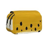 QGWDYYJQ Mustard Yellow and Black Printed Double Clamshell Pen Case Stationery Case Portable Organiser