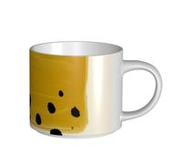 QGWDYYJQ Mustard Yellow and Black Printed Large-Capacity Ceramic Mug Hot Chocolate Mug